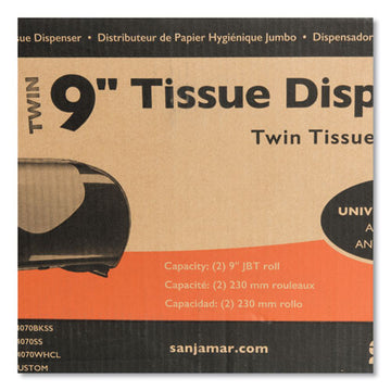 San Jamar® Twin Jumbo Bath Tissue Dispenser, 19 1-4 X 6 X 12 1-4, Faux Stainless Steel freeshipping - TVN Wholesale